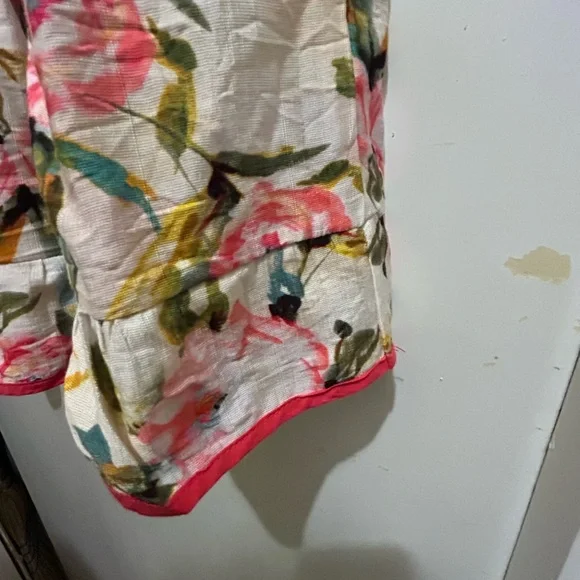 Umgee Womens Ruffled Sleeveless Off White Dress w/pink flowers & Foliage,Sz XL - Picture 4 of 8